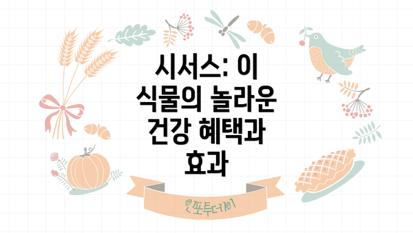 시서스: 이 식물의 놀라운 건강 혜택과 효과
