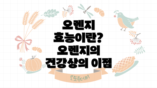 오렌지 효능이란? 오렌지의 건강상의 이점
