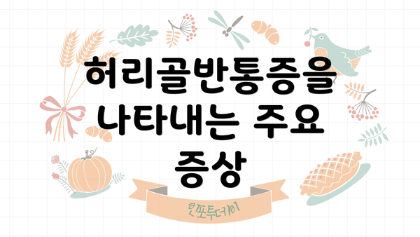 허리골반통증을 나타내는 주요 증상