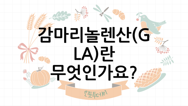 감마리놀렌산(GLA)란 무엇인가요?