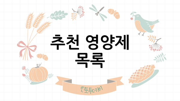 추천 영양제 목록