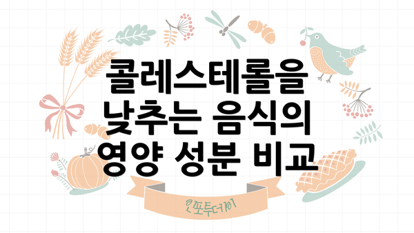 콜레스테롤을 낮추는 음식의 영양 성분 비교