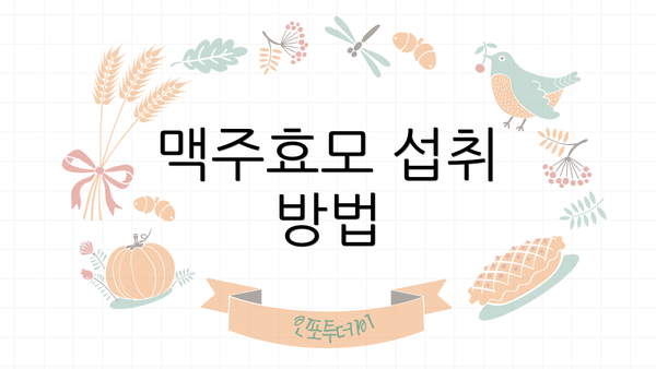 맥주효모 섭취 방법