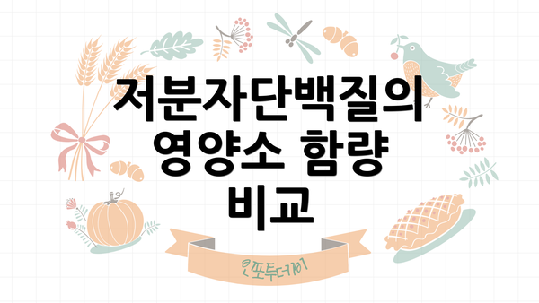 저분자단백질의 영양소 함량 비교