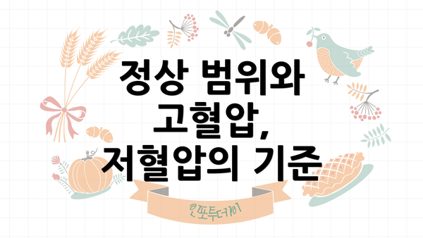 정상 범위와 고혈압, 저혈압의 기준