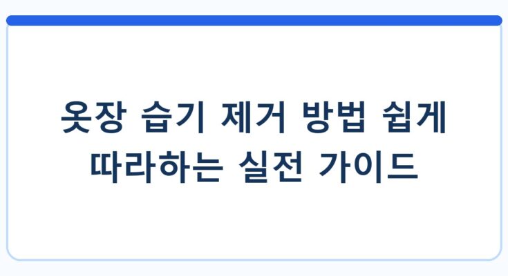 옷장 습기 제거 방법 쉽게 따라하는 실전 가이드