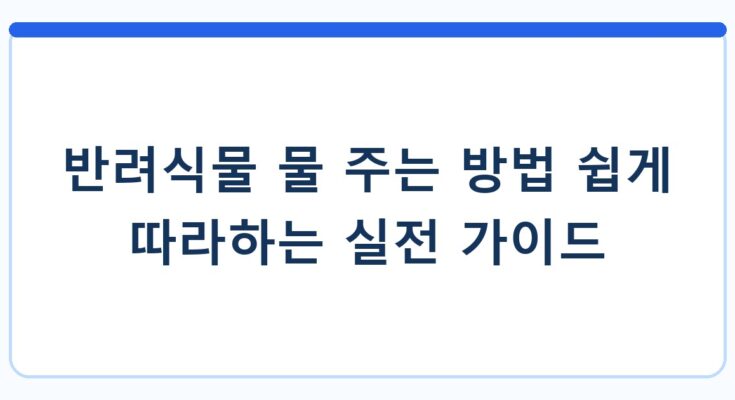 반려식물 물 주는 방법 쉽게 따라하는 실전 가이드