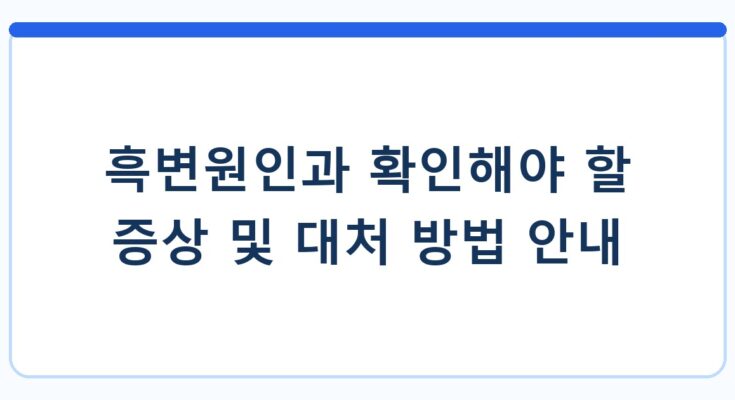 흑변원인과 확인해야 할 증상 및 대처 방법 안내