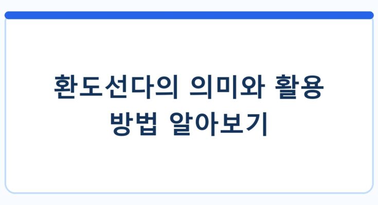 환도선다의 의미와 활용 방법 알아보기