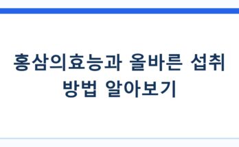 홍삼의효능과 올바른 섭취 방법 알아보기