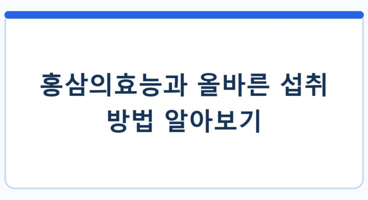 홍삼의효능과 올바른 섭취 방법 알아보기