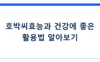 호박씨효능과 건강에 좋은 활용법 알아보기
